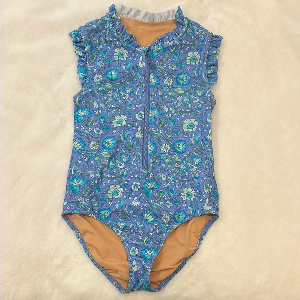 Crewcuts Girls Floral Blue and Green Swimsuit